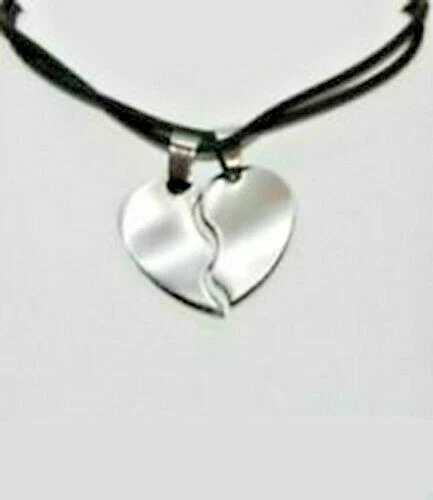 COLLANA DOPPIA CON CIONDOLO Cuore Spezzato Uomo Donna SAN VALENTINO ACCIAIO