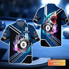 Camisa hawaiana Shark Billiard Team Pool 8 bolas 3D