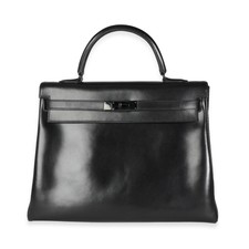 Hermès Rare Black Box Calf So Black Retourne Kelly 35 Pvd