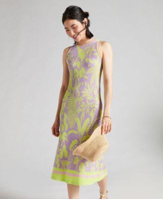 Farm Rio Knit Midi Dress Anthropologie Women Fitted Lime Green Yellow Sz XL  NEW | eBay