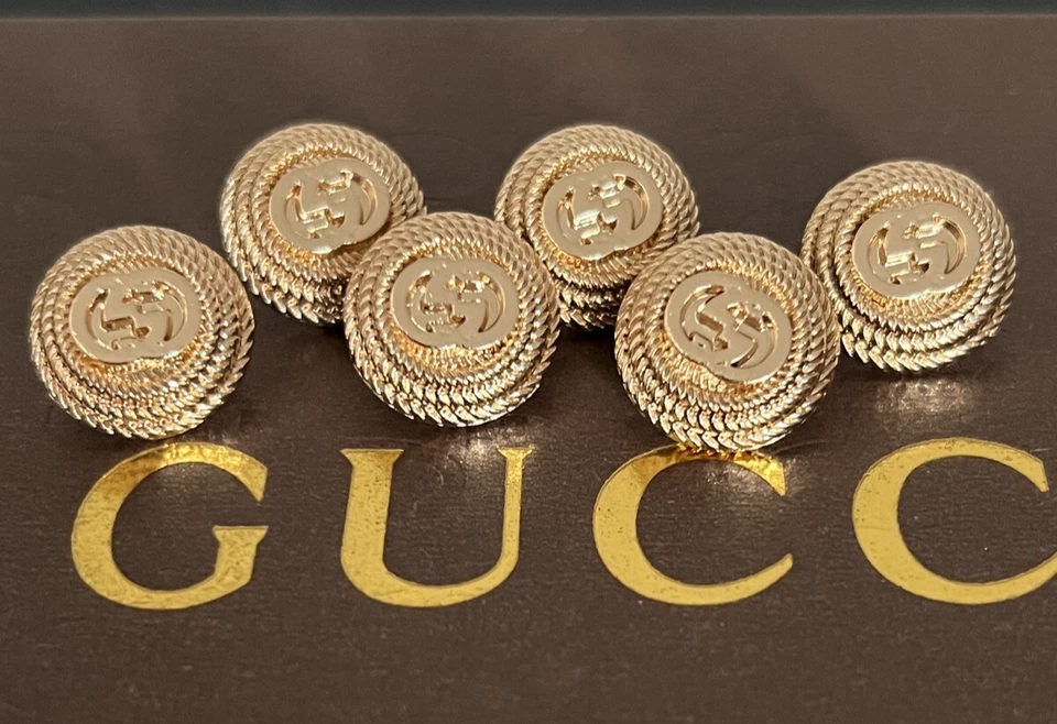 Ø 15 mm Set 6 Ersatzknöpfe Metall Knöpfe GG GUCCI Knopf Logo Gold Farbe - Bild 4 von 4