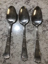 3 Vintage Wm. Rogers Star 3 Serving Spoons 8 1/4" Excellent!