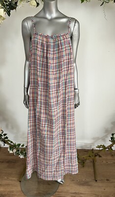 Joules Damen Maxikleid Größe M UK 12 Amanda Weiß Gingham Kariert NEU OO91