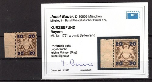 Bayern 177xb rare brand evil Bügig ** MNH MINT BPP 300EUR (T8090
