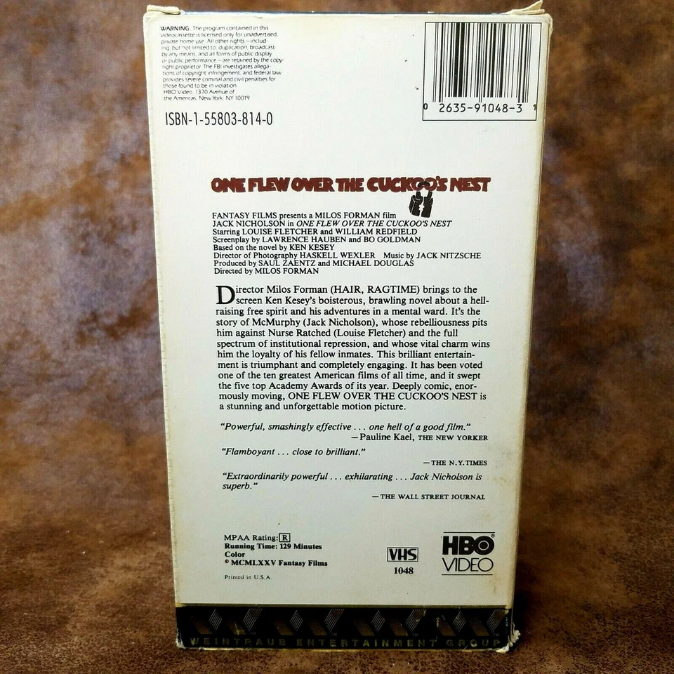 One Flew Over the Cuckoo's Nest VHS HBO Video Watermark RARE 1975 - Imagem 2 de 4