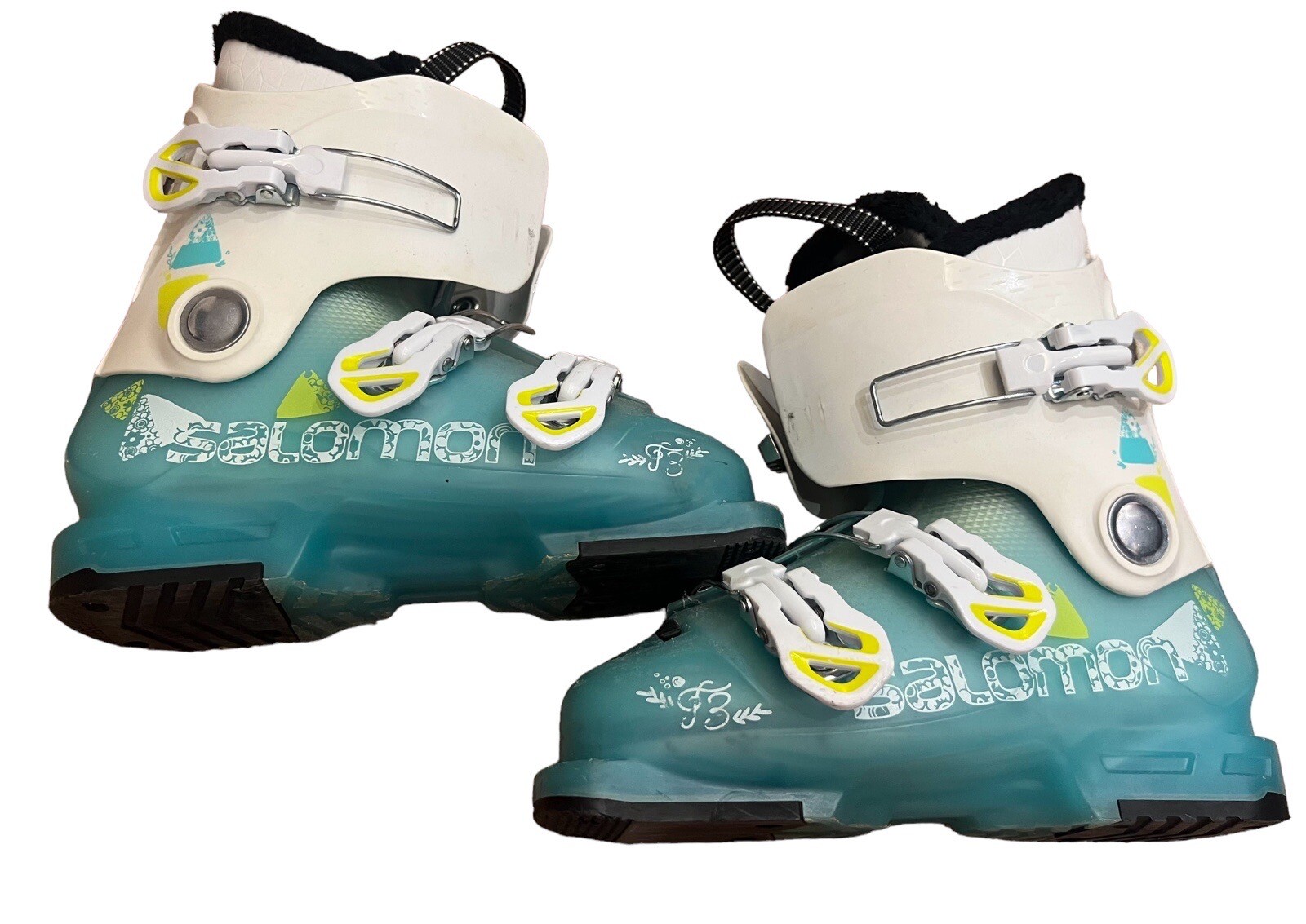 Salomon T3 Scarponi da sci ragazze Mondo 23 5 acqua e bianchi 275 mm.