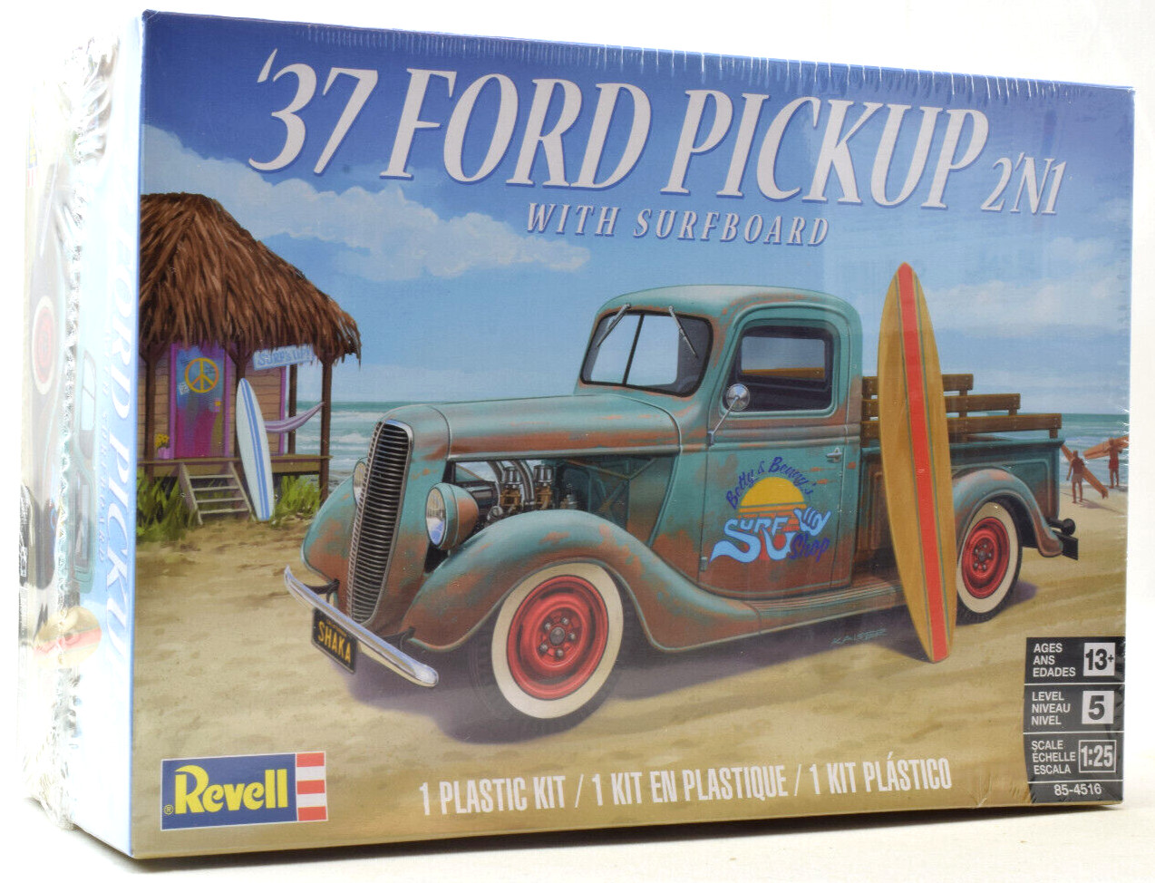 Автомобильный комплект Revell 1937 Ford Pickup Truck с доской для серфинга 2-в-1 125 модели 85-4516 6590₽