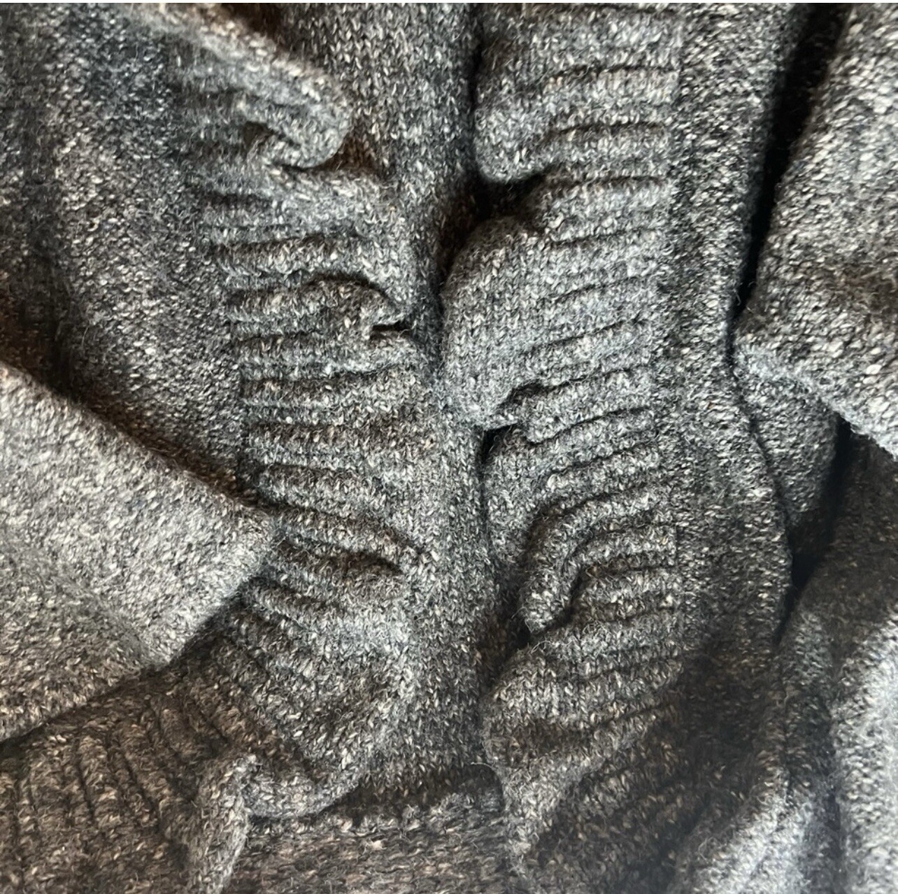 Ruby Rd. Cropped Gray comfy  Ruffled Boho Sweater… - image 4