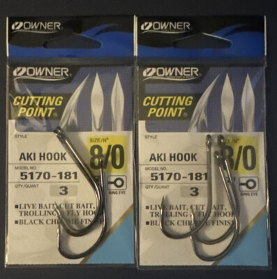 2 Packs Owner Aki Hooks Saltwater Special Size 8/0