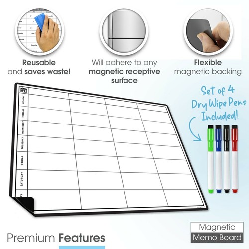 Magnetic Weekly Planner, Dry Wipe Fridge Whiteboard or Dry Erase Memoboard - Picture 8 of 35