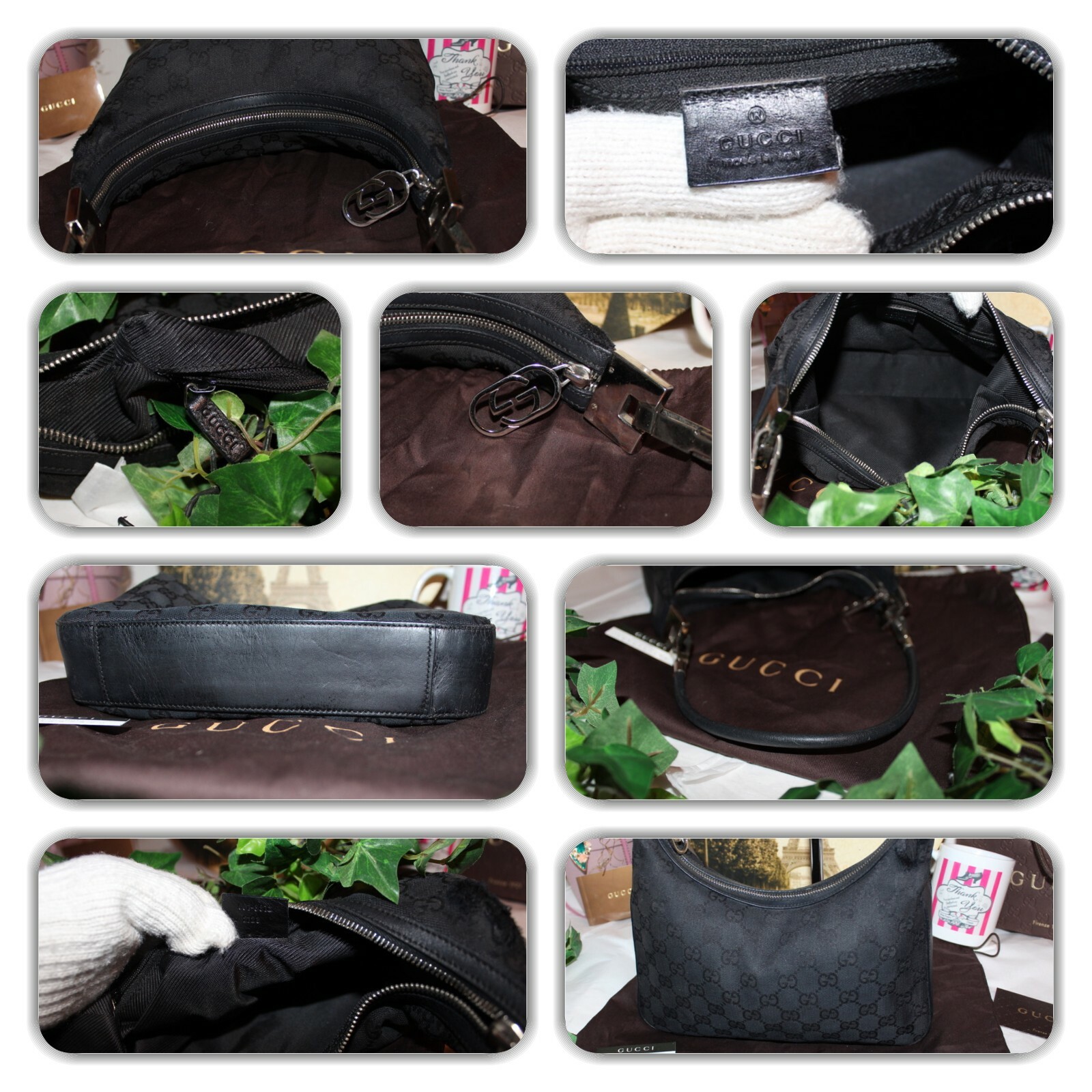 ALLURING GUCCI BLACK GG MONOGRAM SMALL HANDBAG! - image 6