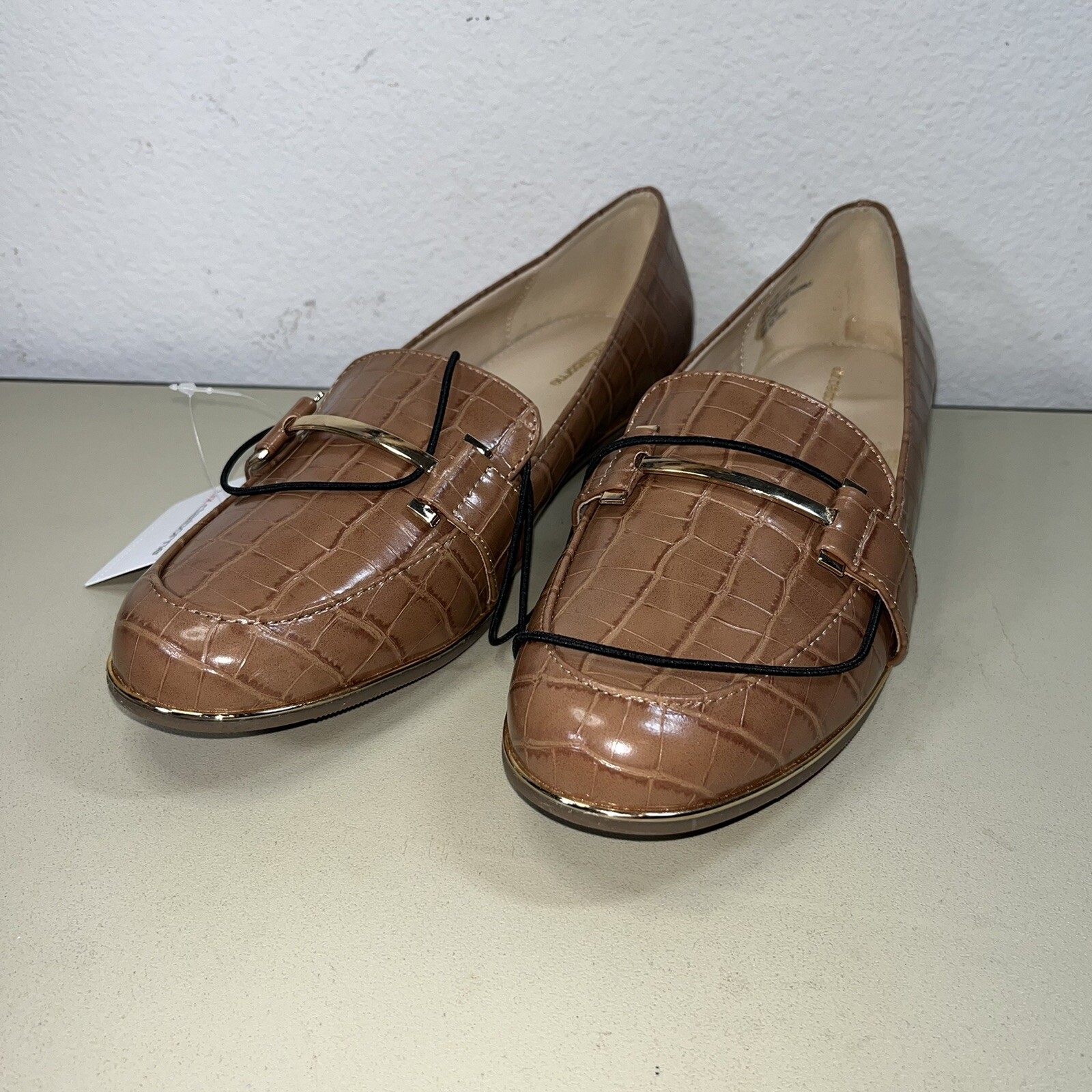 Liz Claiborne Tan NEW Women's Times Croc Comfort Loafers Slip on Flats Shoes 8.5