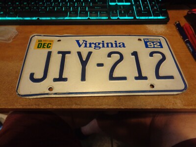 Virginia License Plate JIY-212 (BOX#KIWI)