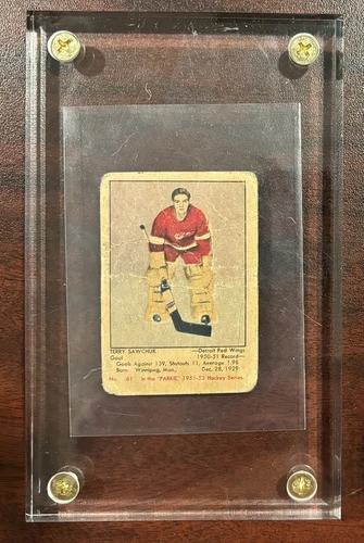 1951-52 Parkhurst Terry Sawchuk Rookie Card #61 Parkie RC VG Rare 💎 📈 🔥