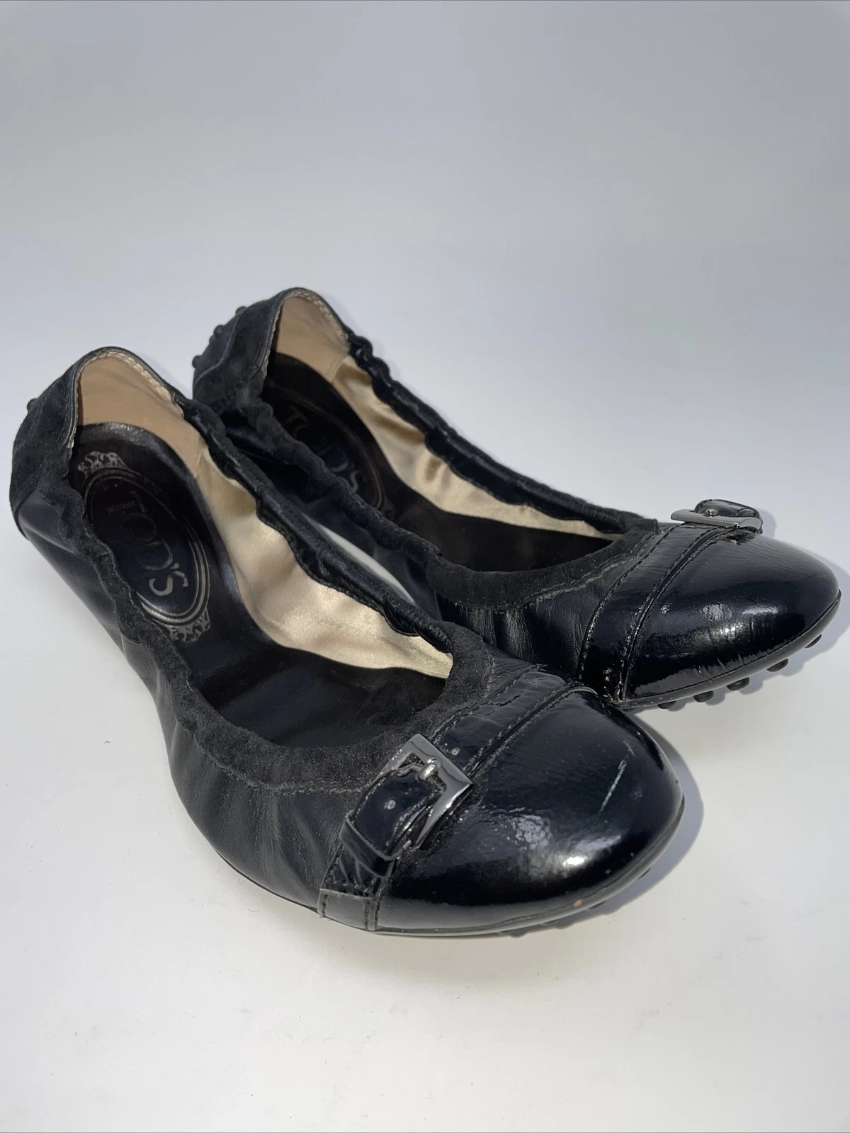 TOD’S Scarpe guida donna Tod's Italy in pelle nera balletto fibbia 5 5 $395
