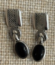 Sterling Silver And Onyx Dangle Earrings Small
