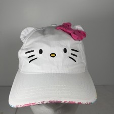 Hello Kitty White w/ Face Ears  Pink Bow Strap Back Youth Hat