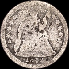 1842 10C Liberty Seated Half Dime Uncertified Circulated
