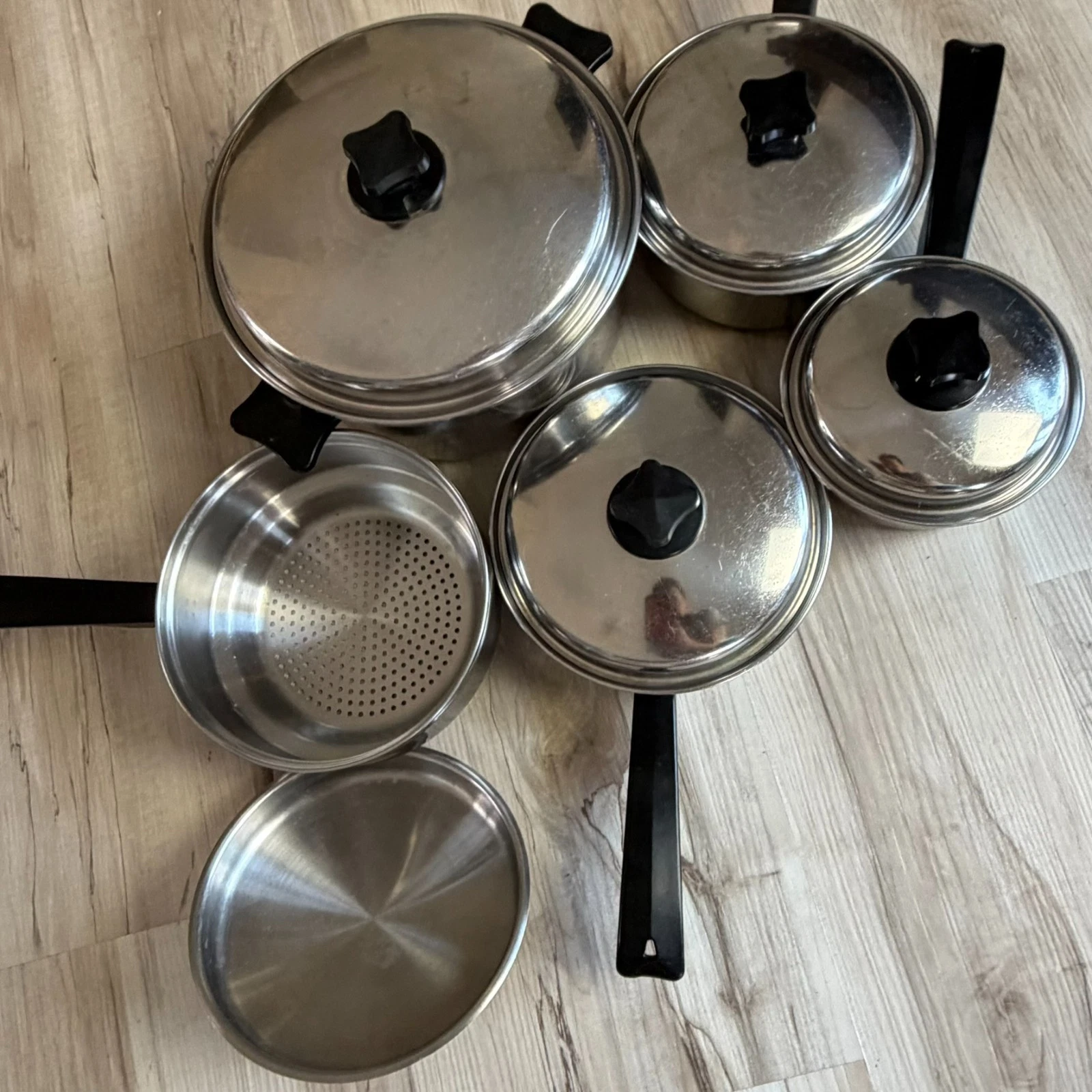 VTG 10pc Stainless Steel Inkor Cookware Set W/ Lids Made in USA 18-8 Pot Pan
Opens in a new window o