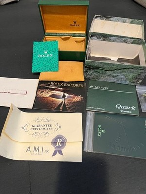 Rolex Garantie Uhrenbox Grün Leder Holz Tag Booklet für Explorer 14270