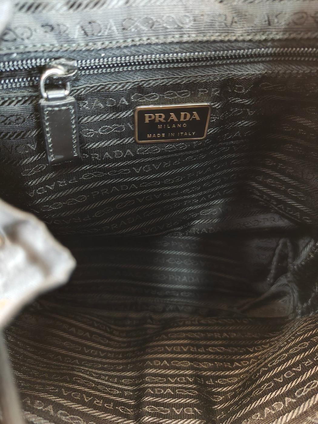 PRADA Nylon Leather Backpack Drawstring Flap Blac… - image 11