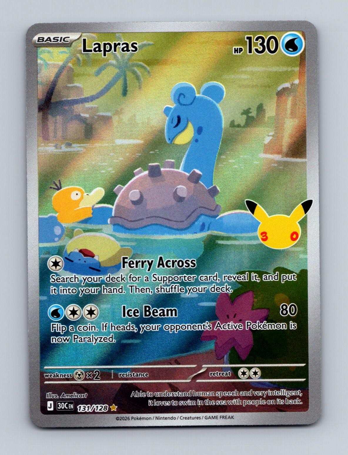 LAPRAS 131/128 HOLO IR ME: 30TH CELEBRATION POKEMON NM/M