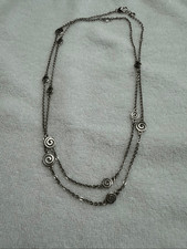 Brighton VERTIGO MINI Multi Swirl Disc Silver LONG Strand Necklace