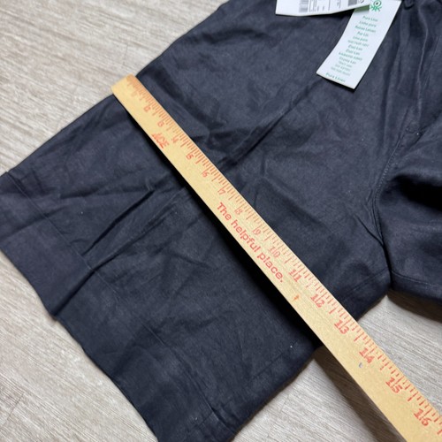 United Colors Of Benetton Pure Linen Shorts XS Relaxed Long Bermuda NWT Black - Picture 5 of 8