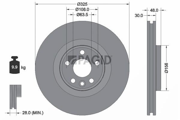 2X Pagid Bremsscheibe InnenbelüFtet Ø325Mm FüR Land Rover Range Ly_ L560-image