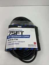 Iron Forge Cable 75 Ft Black Extension Cord, 16/3, 75 Foot Extension Cord