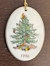 1996 Vintage Spode Christmas Tree Porcelain Gold Rim Ornament 2.75"x2"