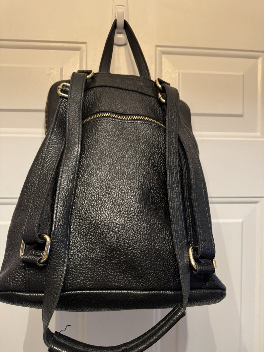 Vera Pelle Unica! Firenze Black Pebbled Leather Backpack  display picture 3
