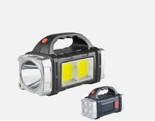 Powerful USB + Solar Rechargeable Flashlight LED Searchlight and Mobile Charger
