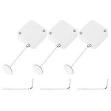 4.9 ft Retractable Cable Security Lock with Round Patch 600g, White, 3 Pack