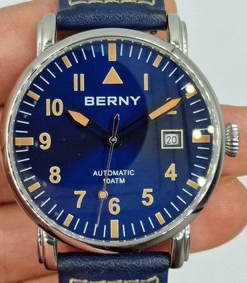Berny Automatik Fliegeruhr Miyota 8215 aus 2025, 10 ATM, Saphir