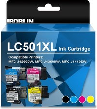 LC501XL High Yield Ink 4 Pack BK C M Y for Brother MFC J1260DW J1360DW J1410DW