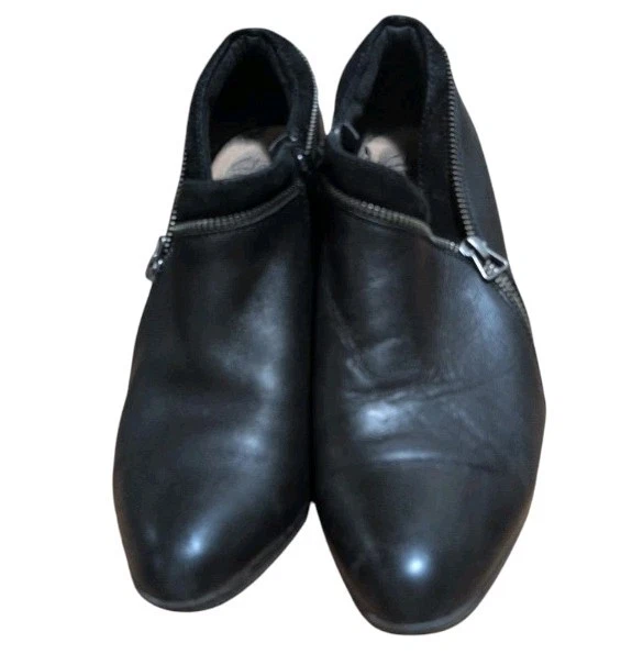 Clarks Collection Mujer Talla 8.5 Zapato Botines Cuero Negro Cremallera Botines Foto 4 de 4