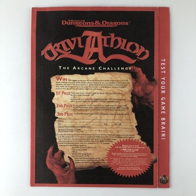 TRIVIATHLON THE ARCANE CHALLENGE ADVERTISEMENT DUNGEONS & DRAGONS AD&D 1996