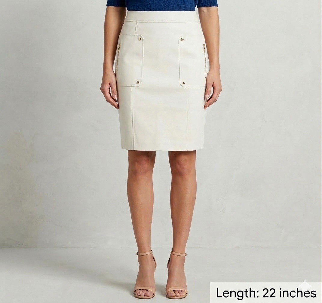Calvin Klein Pencil Skirt Womens 6 Lined A-Line Stretch Zip Office coastal New