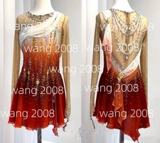Ice Figure Skating Dress Rhythmic Gymnastics Twirling Competition red dyeing