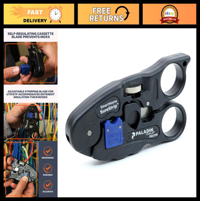 UTP/COAX Cable Stripper & Cutter Tool | Ethernet POE RG6, CAT5, CAT6, RG59, UTP/