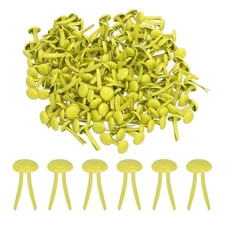 100 Pcs Paper Brass Fasteners Split Pins Pastel Mini, Yellow, 8 x 15 mm