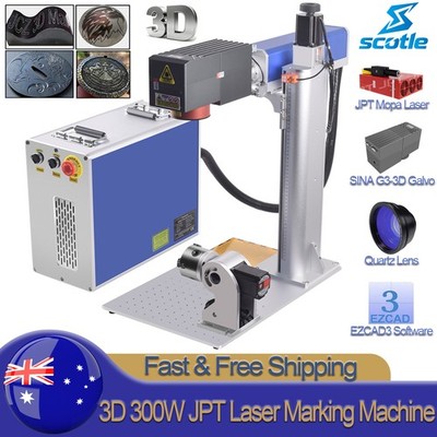 Scotle 3D 300W JPT MOPA Fiber Laser Marking Machine Curved Relief Deep Engraver