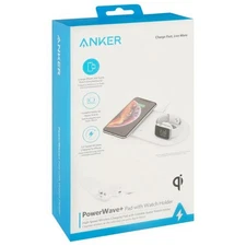 ANKER POWERWAVE + CHARGING PAD WITH WATCH CHARGER ADDED ON - WHITE A2570