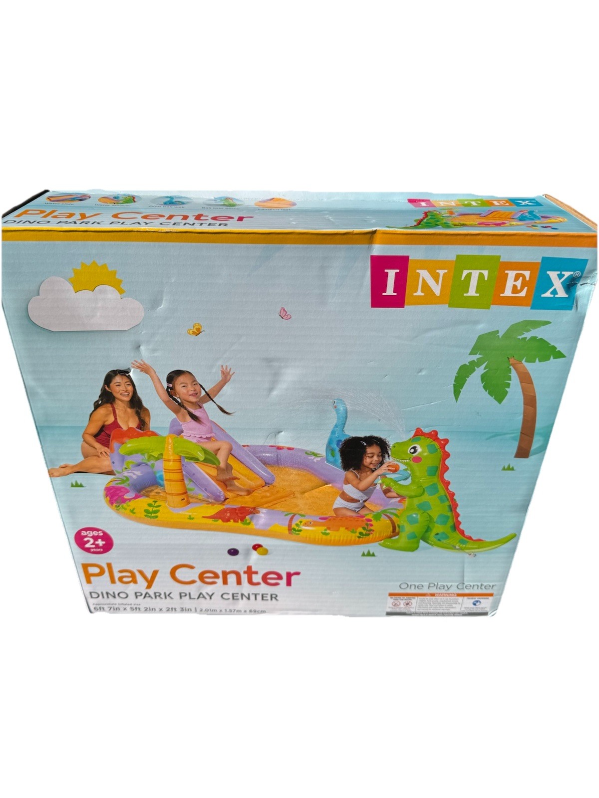 Intex Dinoland Inflatable Play Center Dinosaur Pool with Sli