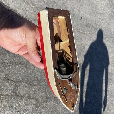 Vintage Model Electric Wood Boat 40s  Dumas Outboard Antique Rare