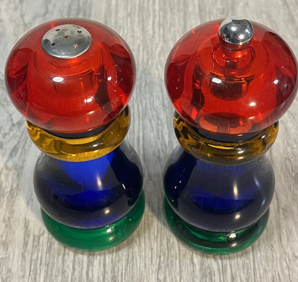 Antigo Conjunto de Moinho de Pimenta e Saleiro Thompson Sunset Fiesta Multicolorido Antigo - Imagem 2 de 4