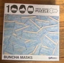 Funwares Buncha Face Masks 1000 Piece Jigsaw Puzzle 27" x 19 Sealed New