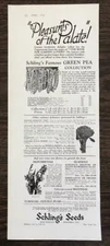 1936 Schling's Seeds PRINT AD Pleasures of the Palate! Peas Broccoli Montbretias