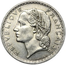 Frankreich - France - M&uuml;nze - 5 Francs 1935 - LAVRILLIER - Nickel